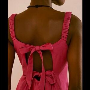 Free People Pink Bow-Back Mini Dress